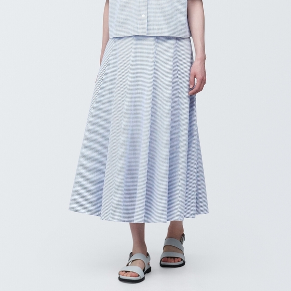 Muji Dresses & Skirts - MUJI Womens 100% Organic Cotton Flare Skirt Bottom Cool Touch Broadcloth Flare